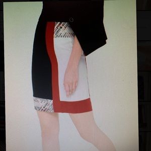 WHITE HOUSE BLACK MARKET COLORBLOCK EMBROIDERED PENCIL SKIRT SIZE 4 NWT!